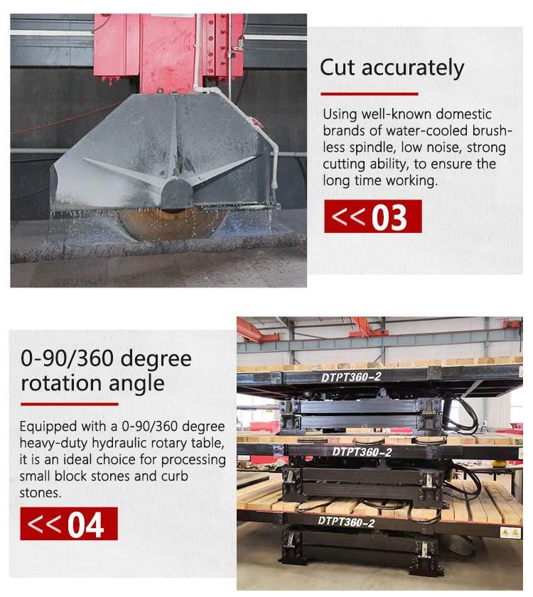 Datang Infrared Hydraulic Four Column PLC Diamond Blade Bridge Saw