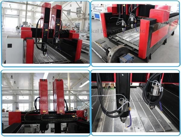 Dual Heads 4 Axis Stone CNC Router Carving Machine 1300*2500*550mm