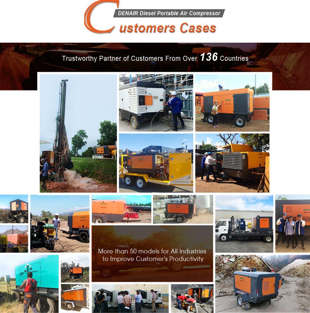 Two Stage Diesel Powered Mobile Screw Air Compressor For Concrete Breaker
